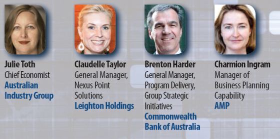 Julie Toth Australian Industry Group Claudelle Taylor Leighton Holdings Brenton Harder Commonwealth Bank Sarah Kay Woods Bagot Australian Productivity and Competitiveness Summit 2015 Sydney